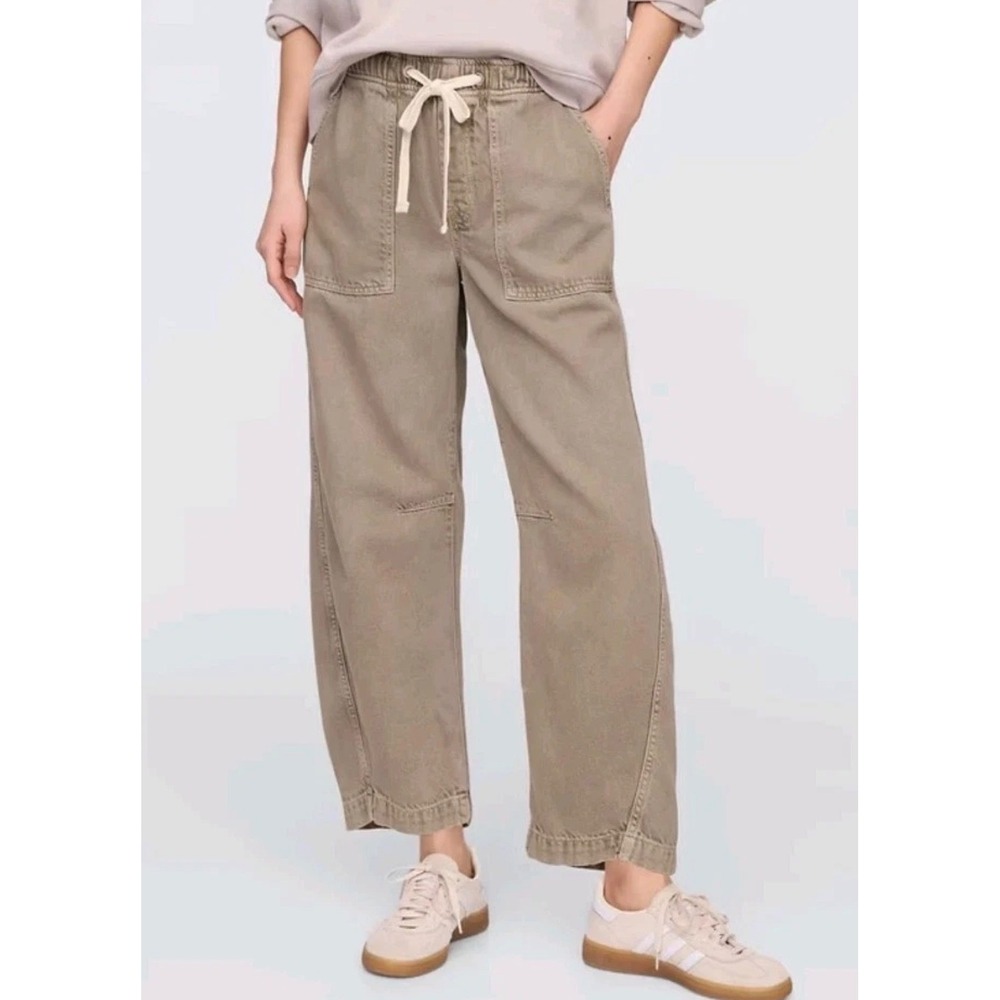 GAP Cropped Cotton Lyocell Barrel Leg Utility Pants Jeans Sz M Gorpcore Earthy